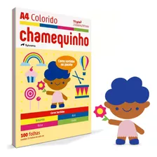 Papel Sulfite Colorido 4 Cores 100 Folhas Chamequinho