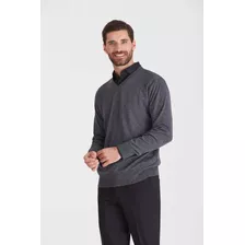 Sweater Macowens Escote En V Gris Melange Hombre 60926013803