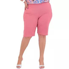 Bermuda De Gorgurão Feminina Plus Size C/ Elástico