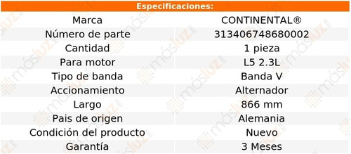 Banda 866 Mm Acc 90 L5 2.3l 88/91 Continental Alternador Foto 4