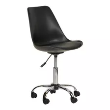 Silla Eames Para Oficina Con Ruedas Altura Ajustable Premium Color Negro Material Del Tapizado Cuero Sintético