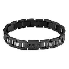 Pulsera Para Hombre Guess Frontiers Color Negro Metalico Diámetro 12 Cm Largo 23 Cm