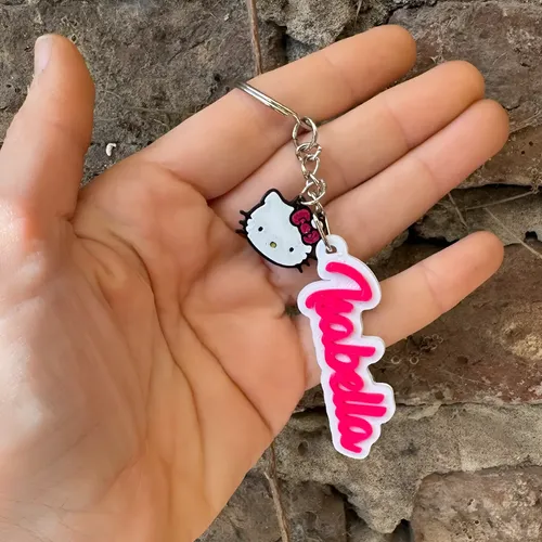 Llaveros Con Nombre Hello Kitty Personalizado Cumple X10