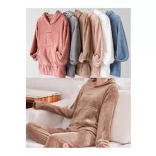 Pijama Conjunto Mujer Forro Polar Con Capucha