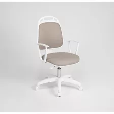 Silla Blanca Diva De Escritorio Ofice Neumática Tela Beige