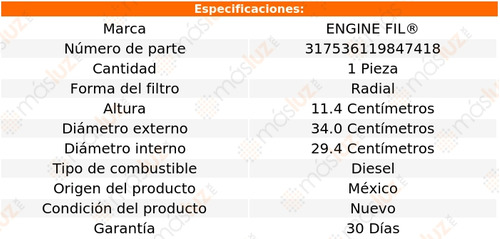 1- Filtro Para Aire Cutlass Ciera V6 4.3l 82/85 Engine Fil Foto 2