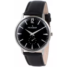 Reloj Hombre Peugeot 2061 Cuarzo 40mm Pulso Negro En Cuero