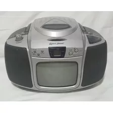 Mini Tv Cd Player Rádio Portátil Lenoxx Sound Cdv 200