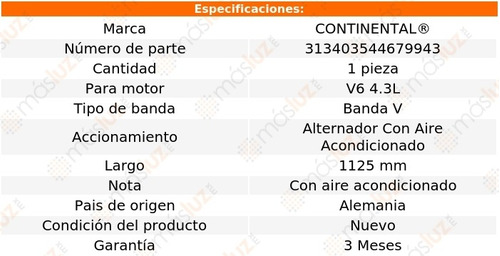 Banda 1125 Mm Acc G10 V6 4.3l 85 Continental Alt C A/a Foto 4