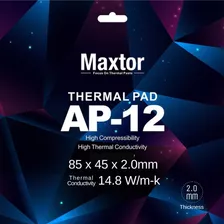Pad Térmico Maxtor Ap-12 85x45x2.0mm Conductividad 14.8w/mk Color Gris Para Pc Ps4 Ps3 Xbox Placas De Video Notebooks