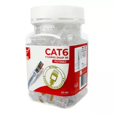 Pote Conector Rj45 Cat6 Ez Crimp + 50 Snap In Transparente