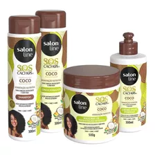 Kit Sos Cachos Coco Salon Line 4 Produtos Original