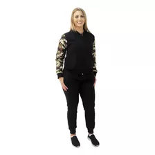 Conjunto Moletom Feminino Jaqueta Bomber Camuflada