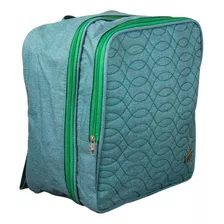 Mochila Mala De Maternidade Zíper Duplo Ondas Verde