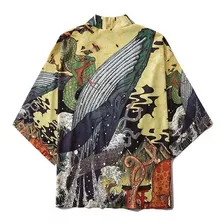 Camisa Oriental Masculina Larga Kimono Japonês Moda De Rua