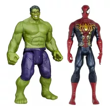 Kit 2 Bonecos Hulk E Homem Aranha - Com Som