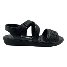 Sandalias Tiras Cruzadas Velcro Negro De Mujer D'moon Mishop