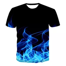 Camiseta Impresiónazul Flaming 3d Para Hombres