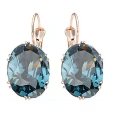 Aros Cristal Azul Circonita Mujer + Bolsa Regalo Joyas