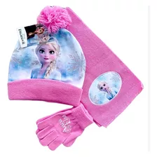 Frozen Bufanda, Guante, Gorro Elsa, Anna, Olaf Conjunto Rosa