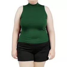 Blusa Gola Alta Regata Plus Size Camiseta Feminina Malha