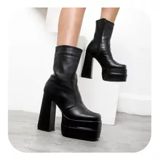 Botas Mujer Taco Doble Plataforma Altas Moda Araquina Toxi