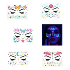 Kit 5 Adesivos Luminosos Tatuagem Para Festa Brilho E Beleza