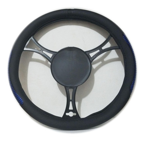 Cubre Volante Protector De Volante Negro Azul Blakhelmet E Foto 3