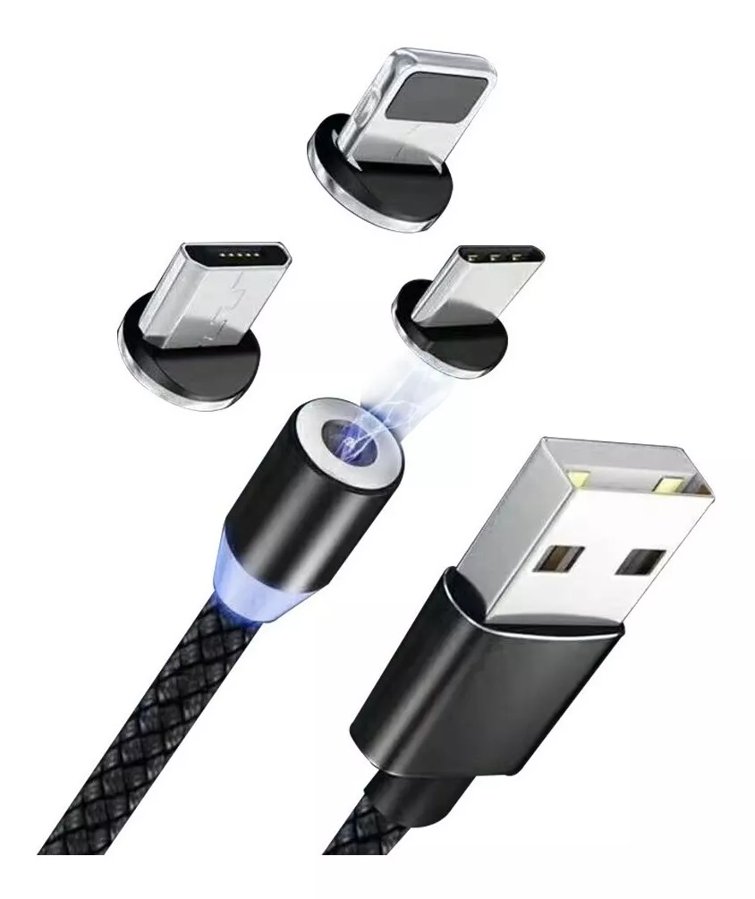 Cable Usb Magnetico 3 En 1 iPhone Micro Usb Tipo C 