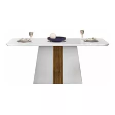 Mesa De Jantar Paris 1,70 Dj Móveis Cor Da Tampa Branco Gloss Cor Dos Pés Tronco Ripado