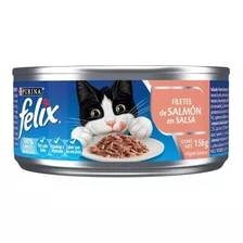 Alimento Felix Filetes Para Gato Adulto Sabor Salmón Y Salsa En Lata De 156g