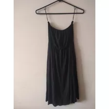 Vestido Negro Corto Strapless Sin Tirantes Talla M Sybilla