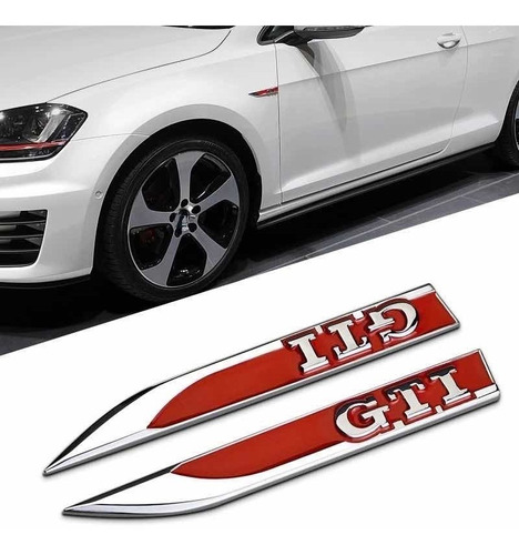 2 Emblemas Espadillas Gti Golf Polo Volkswagen Rojo Fender Foto 2