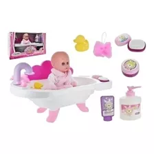 Bebe Con Bañito Bañera Y Accesorios Juguete Regalo Niña