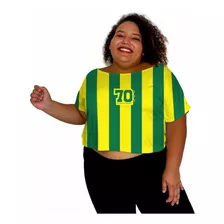 Tshirt Cropped Plus Size Feminino Torcedora Brasileira Copa