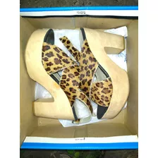 Sandalias Plataforma Nazaria Animal Print T.38 ¡impecables!