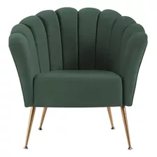 Poltrona Decorativa Pes Aço Dourado 7048 Veludo Verde Dmobil