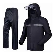 Impermeable Negro Para Motociclista Reflejante/chamarra+pant