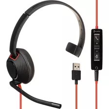 Poly Monoaural Con Micrófono Blackwire 5210 Usb A Negro/rojo