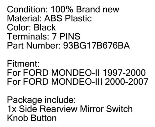 Interruptor Control Espejo Retrovisor For Ford Mondeo Foto 7