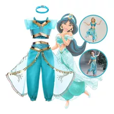 Fantasia De Menina Princesa Jasmine Infantil Luxo + Coroa