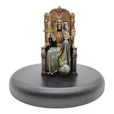 Escultura De La Santa Muerte En Trono 11cm Dorada