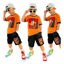 Conjunto Infantil Camiseta E Shorts Roupa Masculino 2 Ao 12