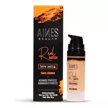 Base Líquida Aines Beauty Real Match Extra Lasting Tono Oscuro 18g