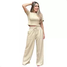 Conjunto Abrigo Cropped Moletom Casual Pantalona Bolso 