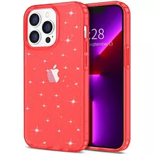 Funda Hython Transparente Para iPhone 13 Pro Max-red Glitter