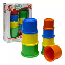 Brinquedo Educativo Bebê Pedagógico Empilhar Encaixar Potes Cor Colorido