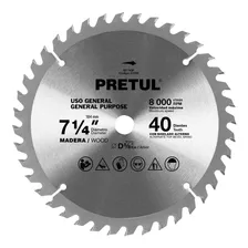 Sierra Circular P/madera 7-1/4 40 Dientes C5/8 Pretul 27056