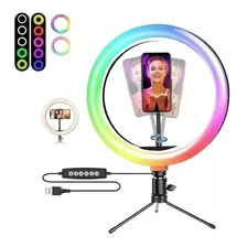 Ring Light Iluminador Selfie Makeup + Tripé De Mesa Luz Led 