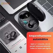  Fone De Ouvido Bluetooth 5.0 Par Sem Fio Duplo Ergométrico Cor Preto